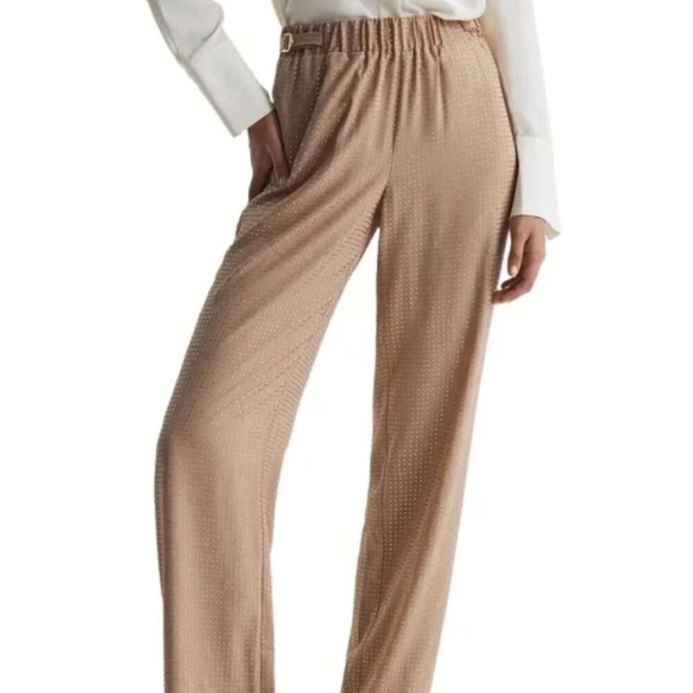REISS Arielle Wide Leg Embellished Trousers – Nude – Size 4 – NWT - Picture 9 of 9